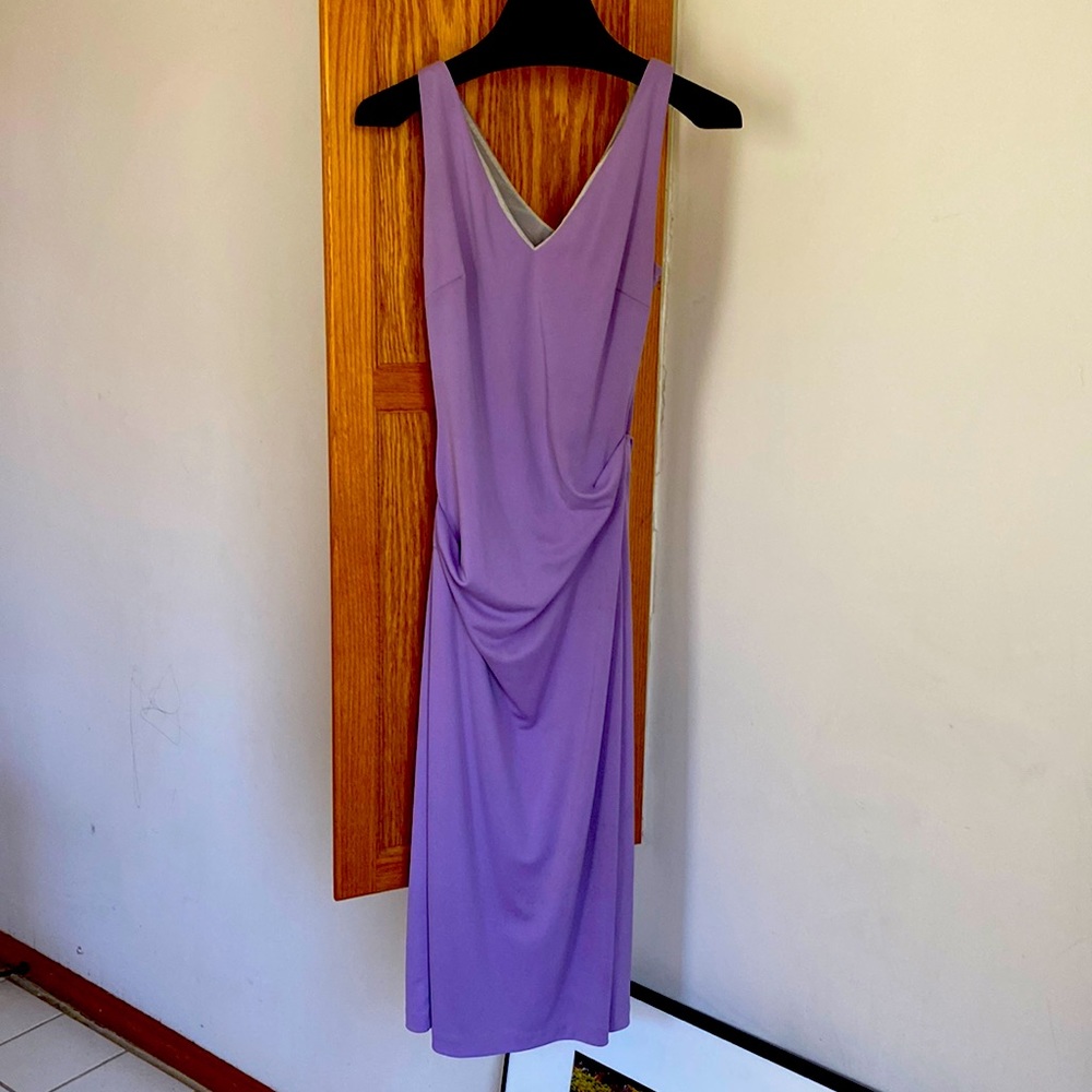 Nicole Miller vneck ruched side jersey dress